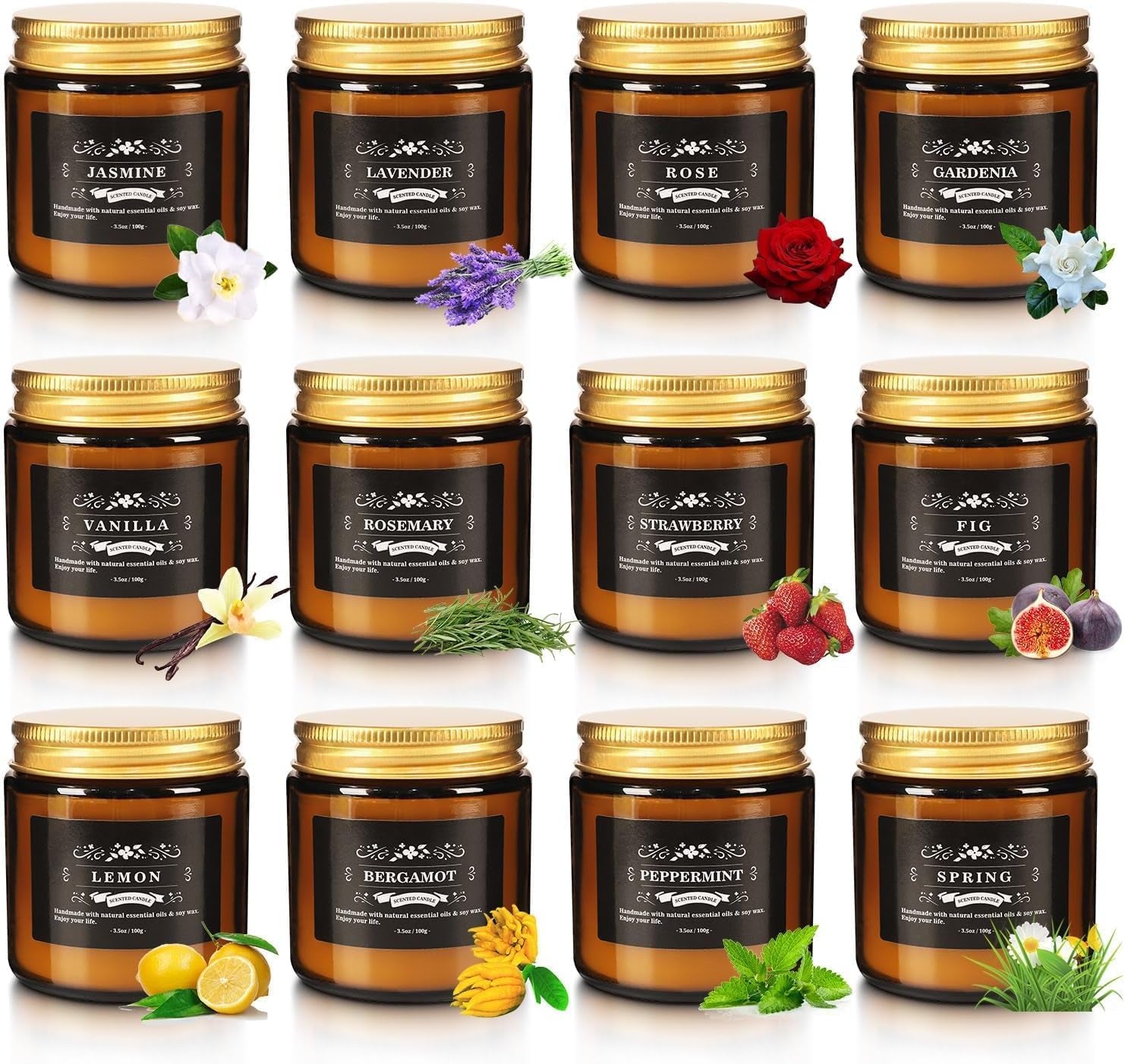 12 Pcs Scented Candles with Added Natural Essential Oils, 3.05Oz, Suitable for Various Festivals, Parties, Yoga, and Home Scene