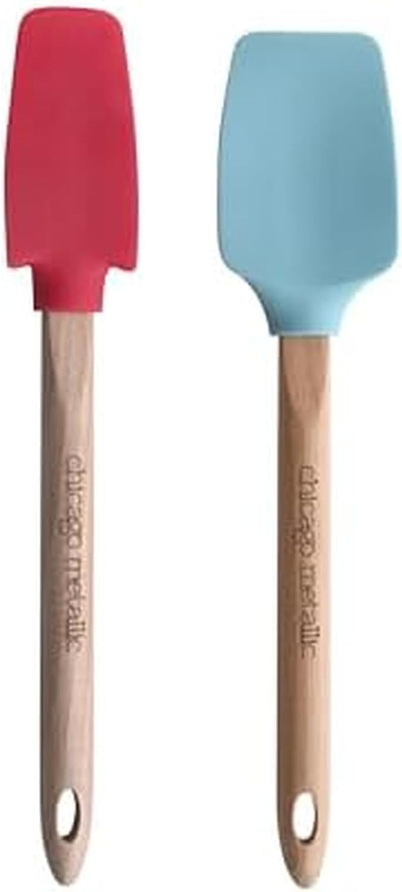 Mini Spatula Set with Silicone Heads and Beechwood Handles - 2-Piece Mini Spoon Spatula and Jar Spatula for Small Jars, Bottles, and Bowls