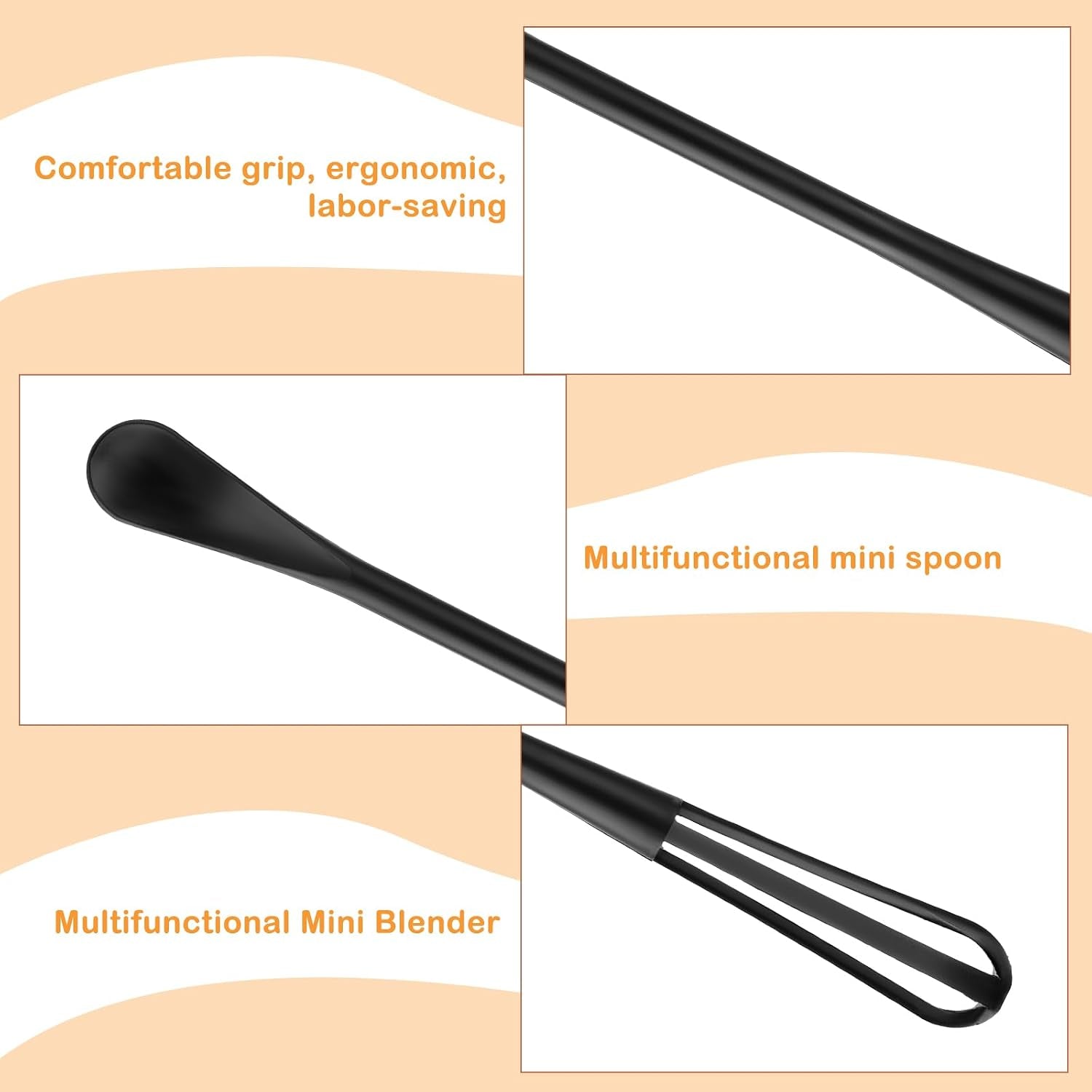 4Pcs Multifunctional Mini Whisk, Egg Whisk Small Whisks for Cooking Tiny Whisk for Whisking, Beating, Blending Ingredients, Mixing Sauces