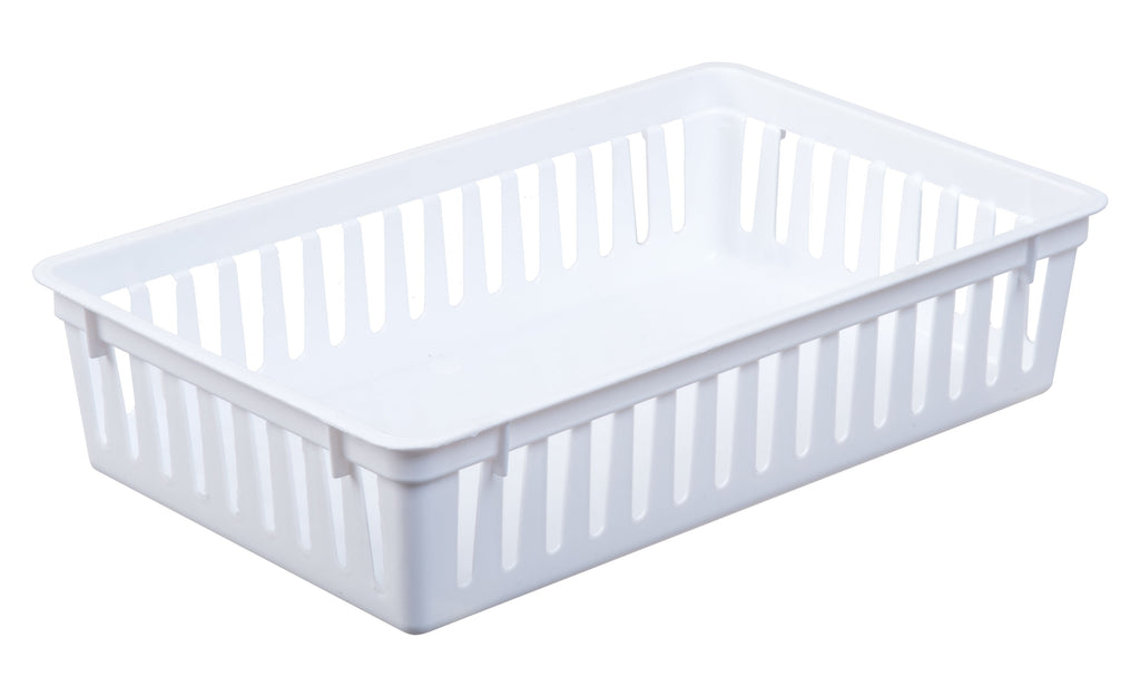 (6 Pack)  2-Pack Plastic Drawer Organizer Storage Bin Set, Mini Drawer Storage Containers for Kitchen Drawer, Desk Drawer and Bathroom Drawer Organization, Arctic White, 10.3" X 6.5" X 2.4"