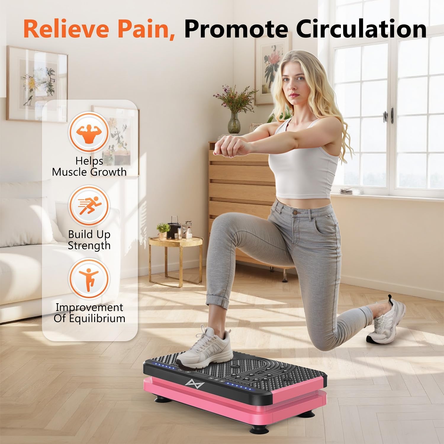 Vibration Plate Fitness Platform Exercise Machine Vibrating Shaking Full Body Shaker Workout Vibrate Stand Shake Board Sport for Weight Loss Fat Burner for Gym Home Office