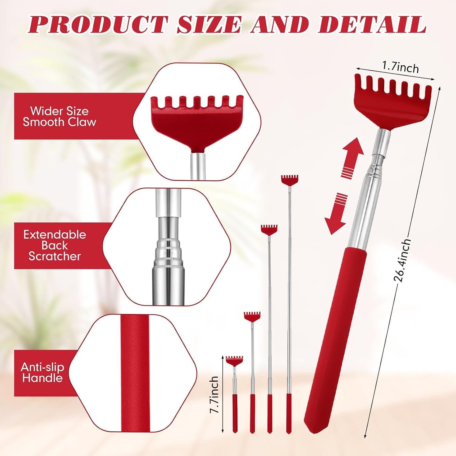 12 Set Scalp Head Massager and Back Scratcher Employee Appreciation Bulk Gifts with Thank You Cards Gift Bags Stress Relief for Graduation Father'S Day Coworker(Red)