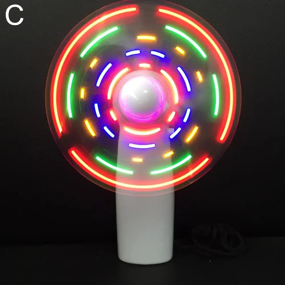 Handheld with Letters Luminous Flash Word Small Electric Display Handheld LED Fan Mini Confession Light Small Fan M1F2