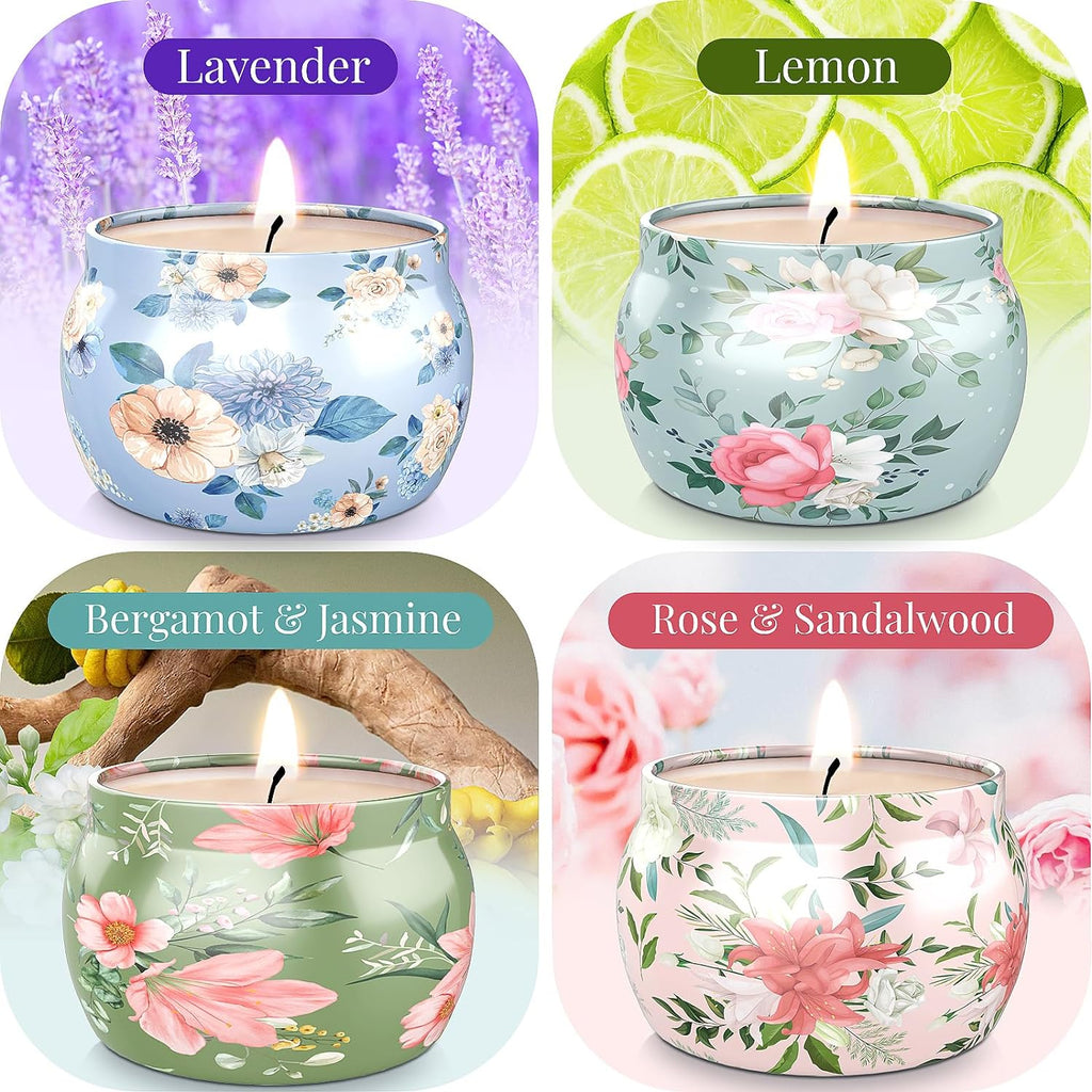 Scented Candles Set, 17.6 Oz 4 Pack Home Scented Candles, 100-120 Hours Candle Set for Men Dad Women, Long Lasting Soy Wax Aromatherapy Gift for Birthday, Fathers Day, Mother'S Day