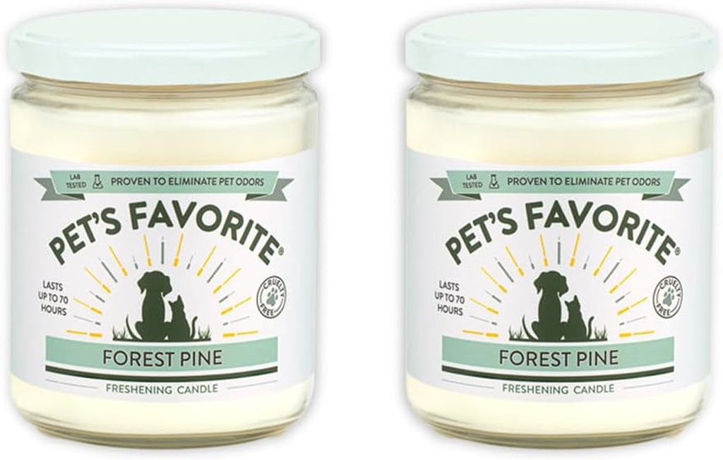Scented Candles with a Cotton Wick, Clean Burning Pet Candles with a Natural Fiber Wick and 70 Hour Burn Time, Forest Pine Pack of 2