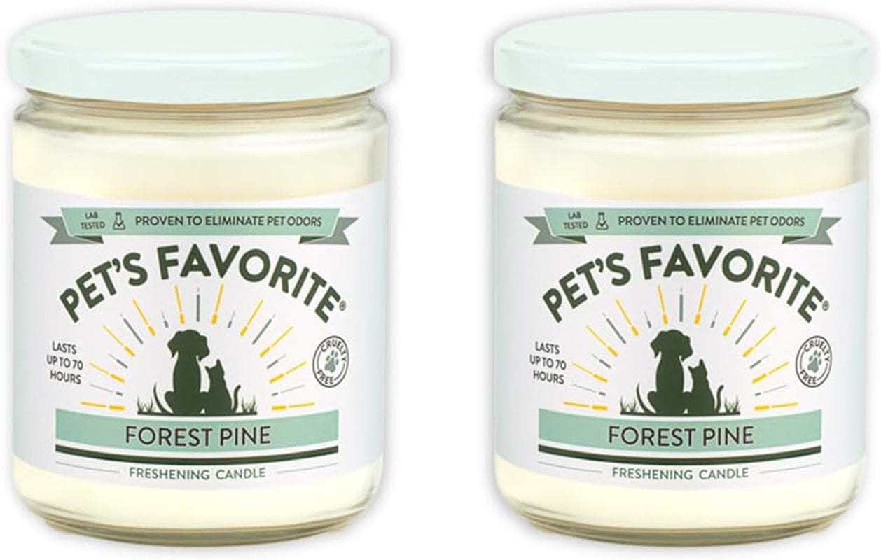 Scented Candles with a Cotton Wick, Clean Burning Pet Candles with a Natural Fiber Wick and 70 Hour Burn Time, Forest Pine Pack of 2