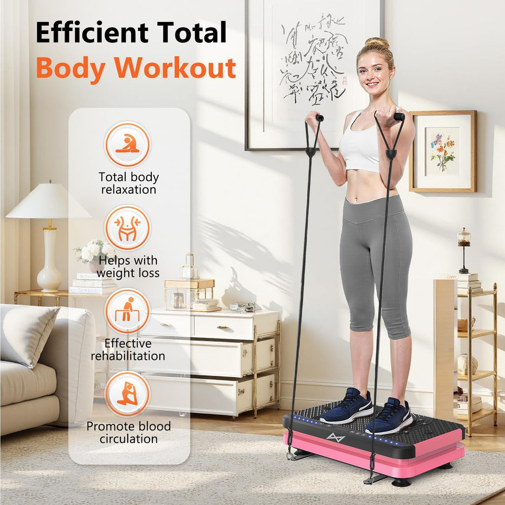 Vibration Plate Fitness Platform Exercise Machine Vibrating Shaking Full Body Shaker Workout Vibrate Stand Shake Board Sport for Weight Loss Fat Burner for Gym Home Office