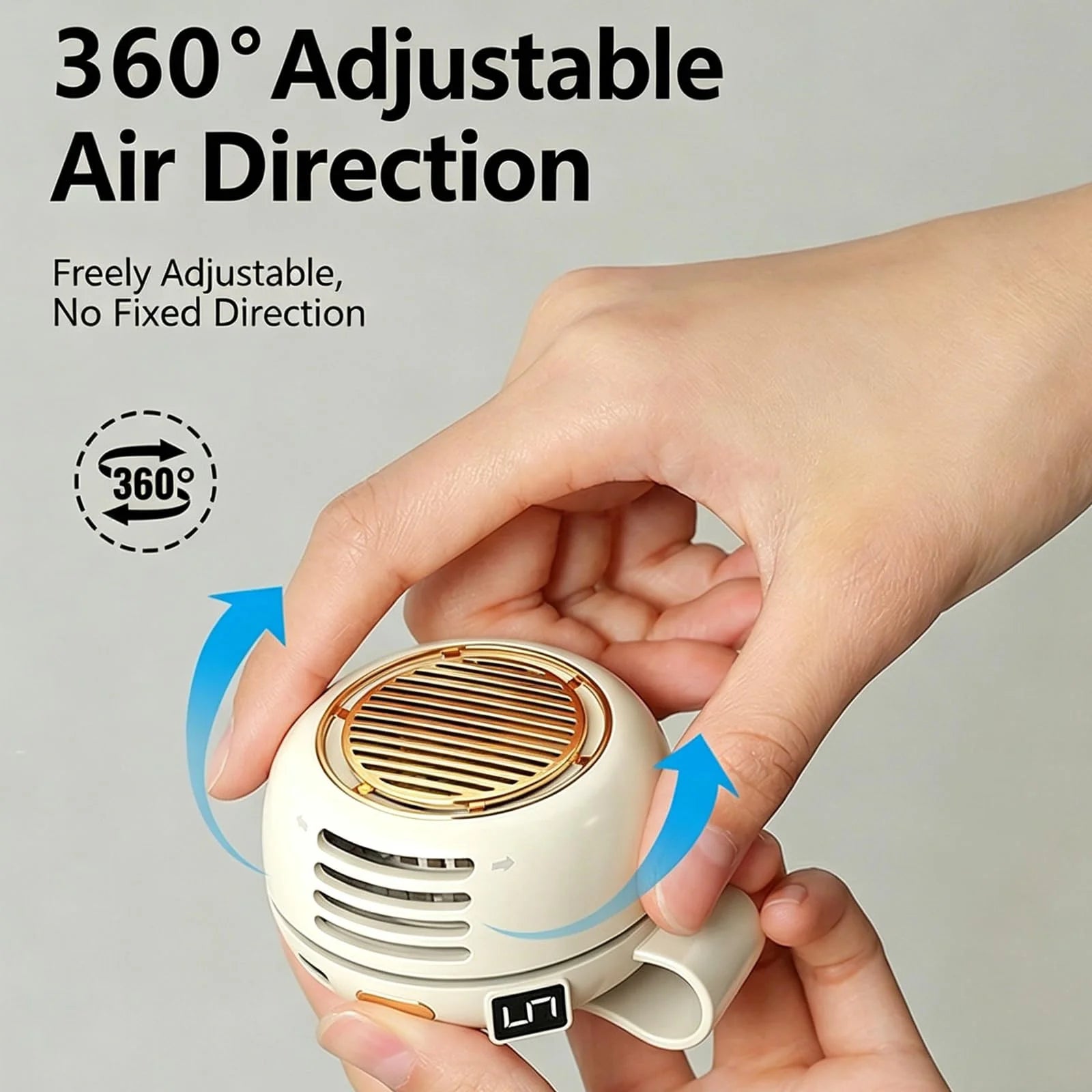 2026 New Portable Clip on Fan for Shirt, Portable Silent Mini Bladeless Electric Fan, 5 Speeds, Intelligent Digital Display, Mini Whirlwind Clip Waist Neck Fans for Outdoor & Travel (Green)