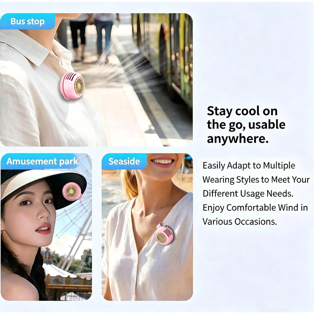 2026 New Portable Clip on Fan for Shirt, Portable Silent Mini Bladeless Electric Fan, 5 Speeds, Intelligent Digital Display, Mini Whirlwind Clip Waist Neck Fans for Outdoor & Travel (Green)