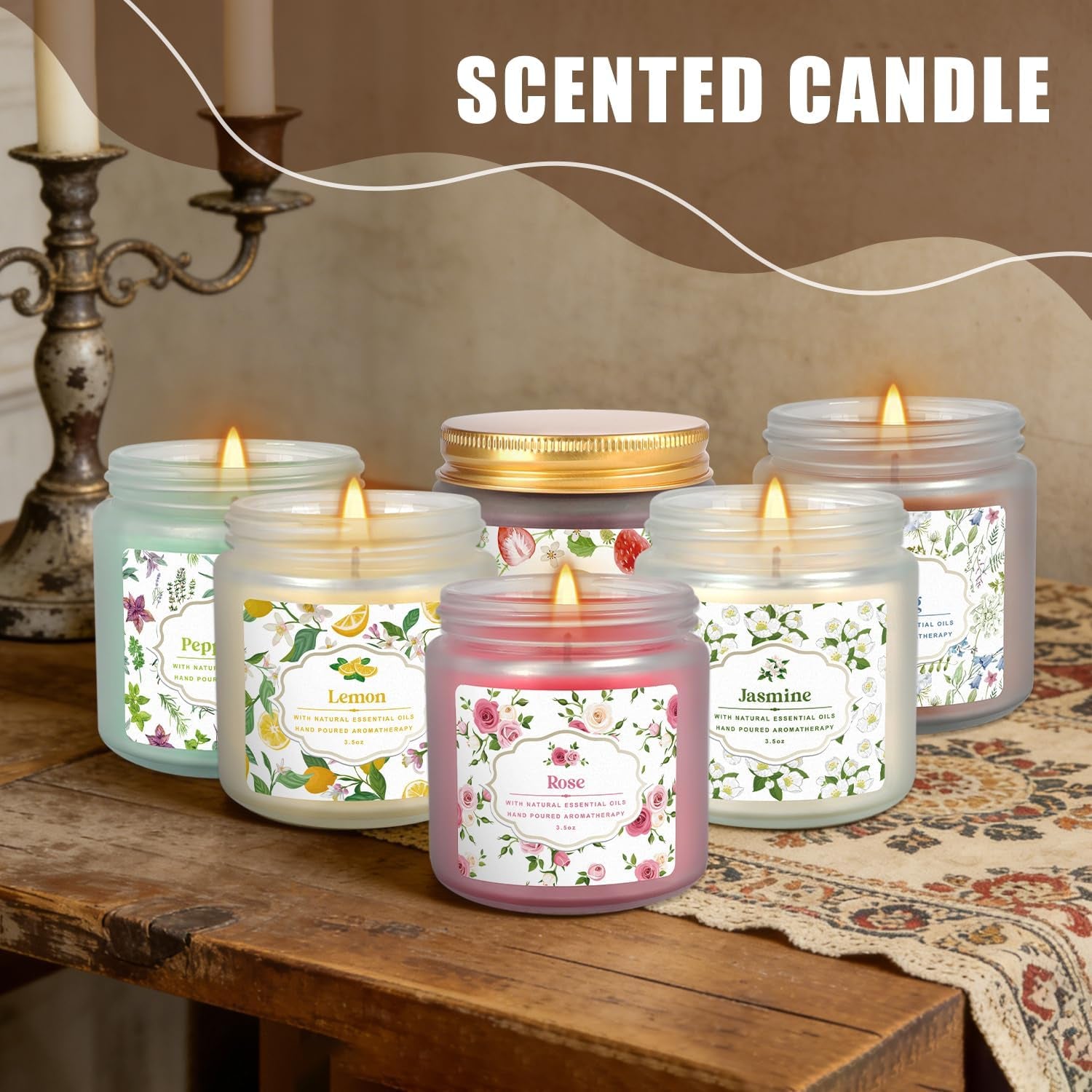24 Pack Scented Candles with Added Natural Essential Oils, 3.5Oz, Suitable for Various Festivals, Parties, Yoga, and Home Scene