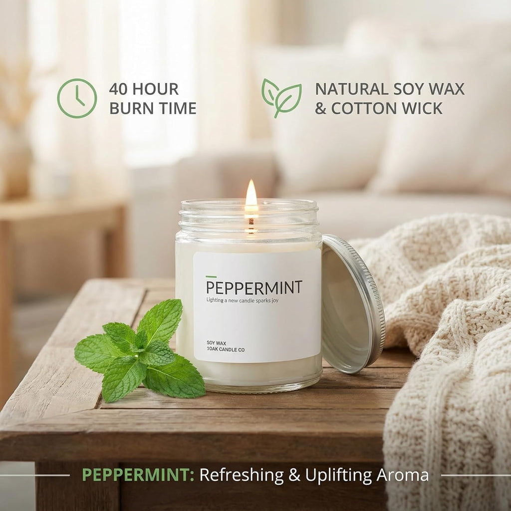 Peppermint Candle - Soy Wax Scented Candles - Scented Candles for Home (7Oz.)