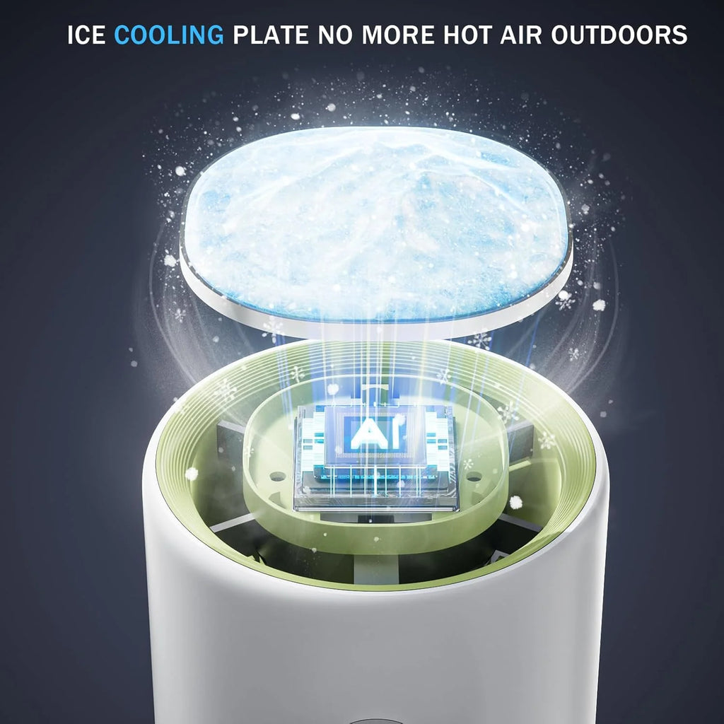Cooling Portable Fan, Foldable Handheld Fan Speed 1-100 Adjustable Mini Fan Ice Mode, Battery Powered Mini Fan for Travel Camping Outdoor, White