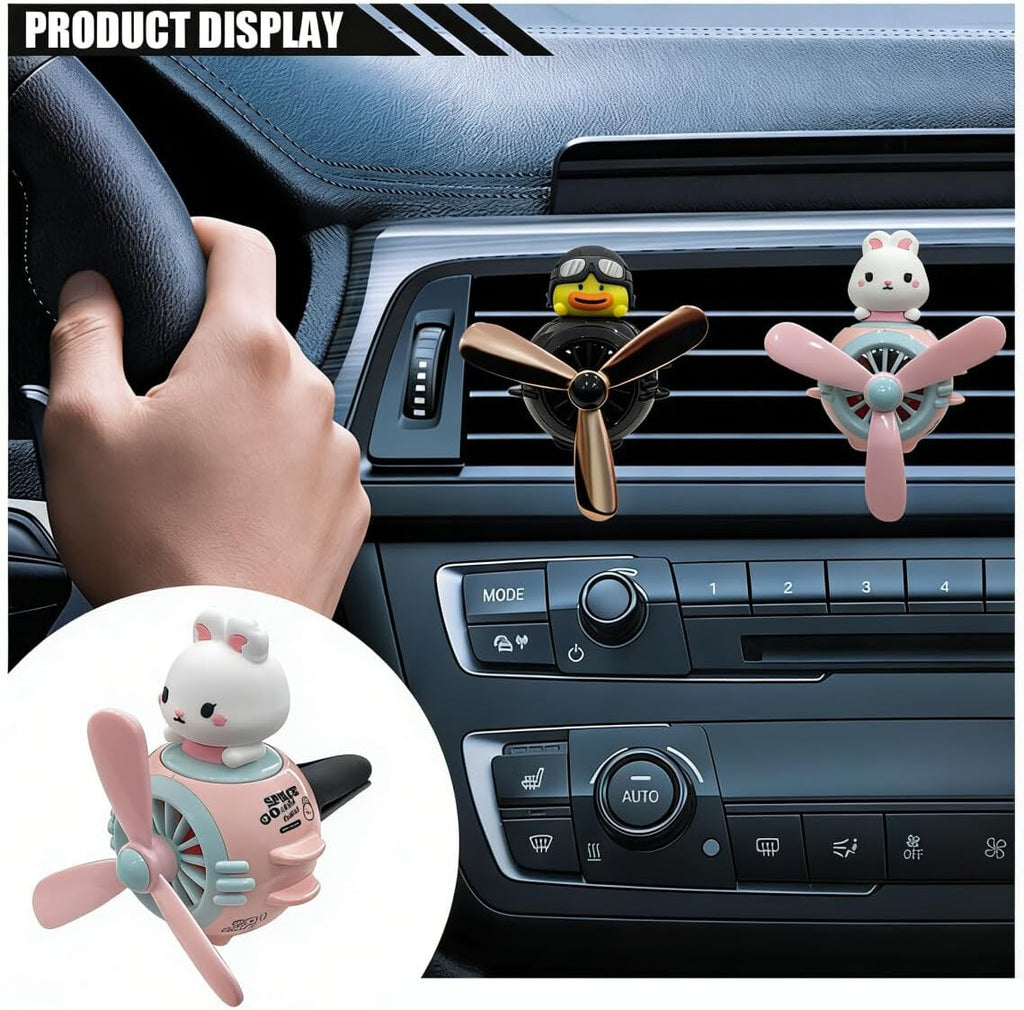 Cute Pilot Black Warrior Car Air Vent Clip Charm, Car Air Condition Vent Clip, Rotating Propeller Automotive Air Outlet Fan Creative Accessories for Car Interior Decoration