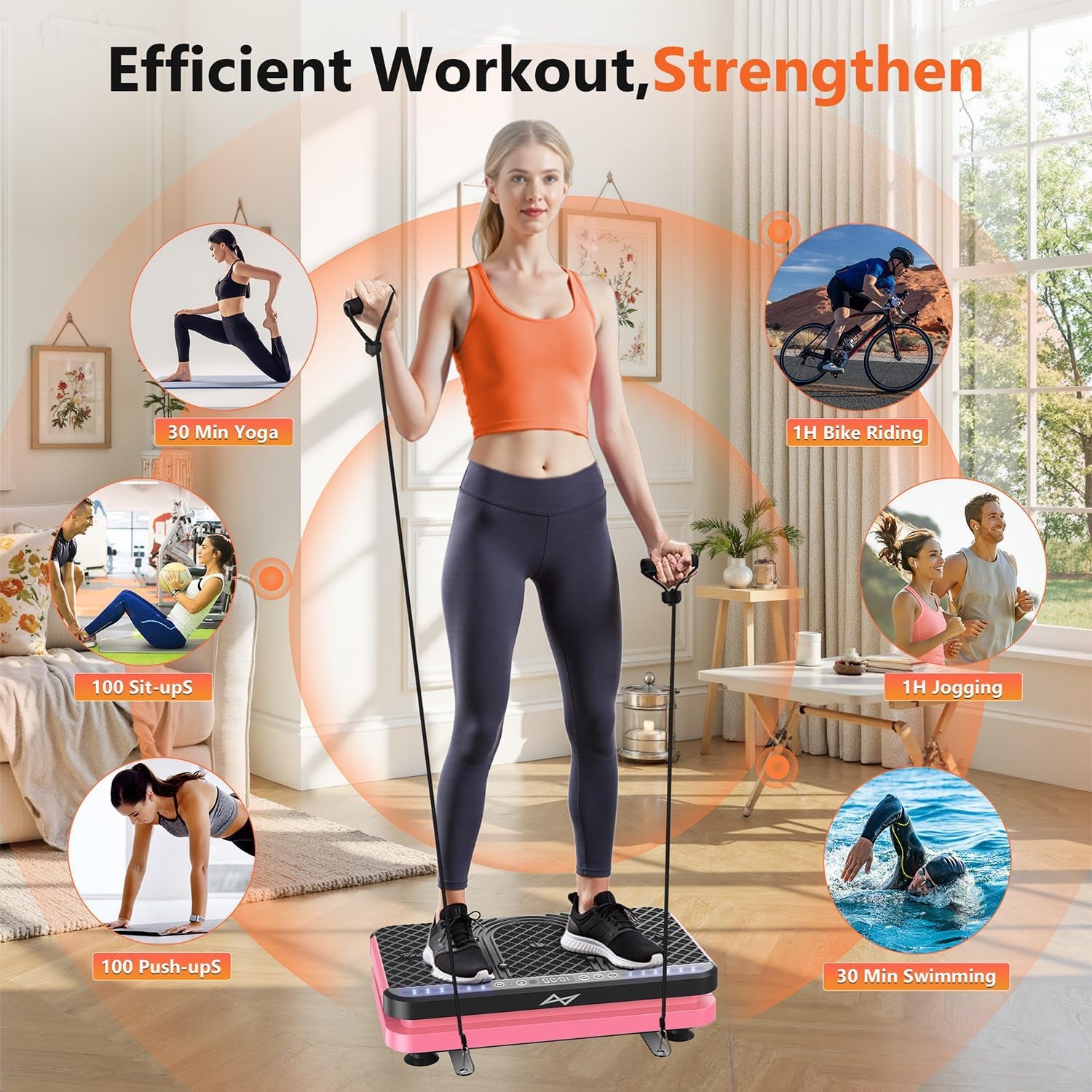 Vibration Plate Fitness Platform Exercise Machine Vibrating Shaking Full Body Shaker Workout Vibrate Stand Shake Board Sport for Weight Loss Fat Burner for Gym Home Office