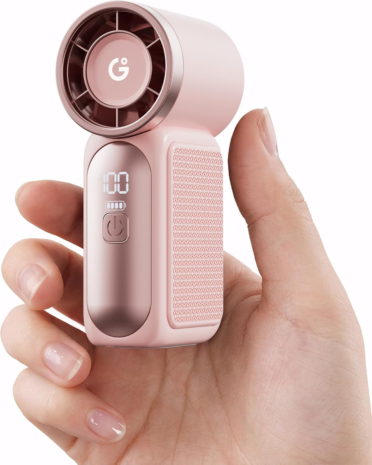 Portable Handheld Mini Fan, 6 Speeds 16900 RPM High Velocity Personal Fan with LED Display, USB Rechargeable, Mini Fan with Lanyard for Makeup, Travel, Outdoor Fan for Women Girl Gift, Pink