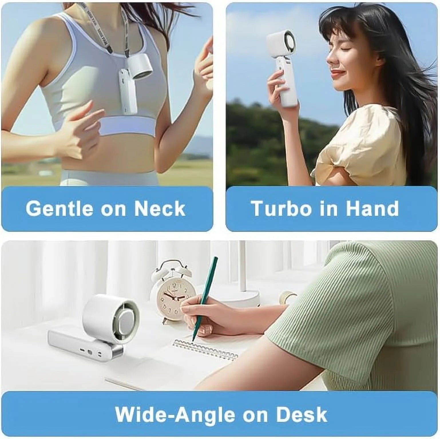 Cooling Portable Fan, Foldable Handheld Fan Speed 1-100 Adjustable Mini Fan Ice Mode, Battery Powered Mini Fan for Travel Camping Outdoor, White