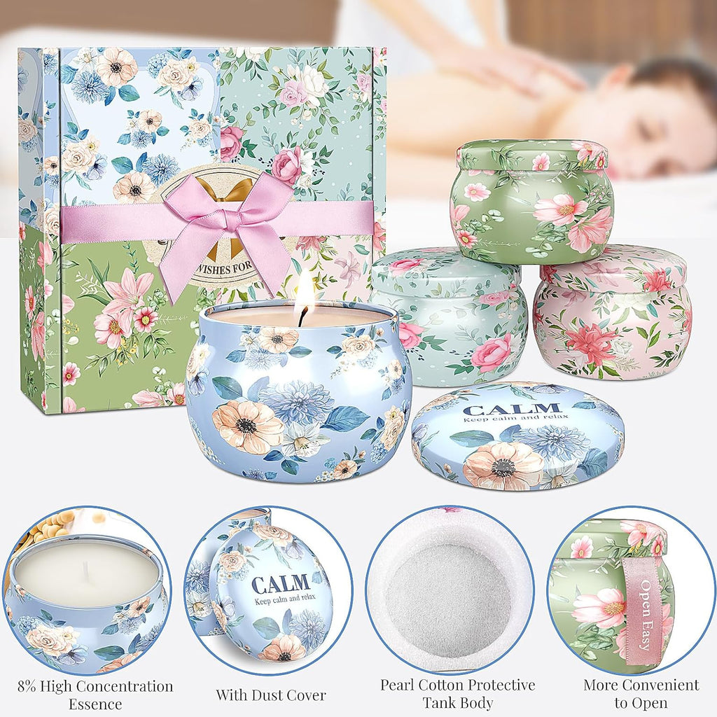 Scented Candles Set, 17.6 Oz 4 Pack Home Scented Candles, 100-120 Hours Candle Set for Men Dad Women, Long Lasting Soy Wax Aromatherapy Gift for Birthday, Fathers Day, Mother'S Day