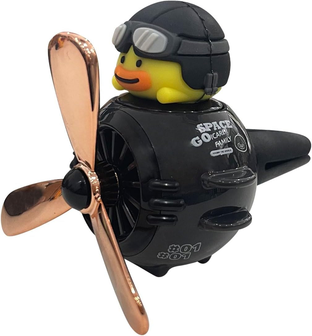 Cute Pilot Black Warrior Car Air Vent Clip Charm, Car Air Condition Vent Clip, Rotating Propeller Automotive Air Outlet Fan Creative Accessories for Car Interior Decoration