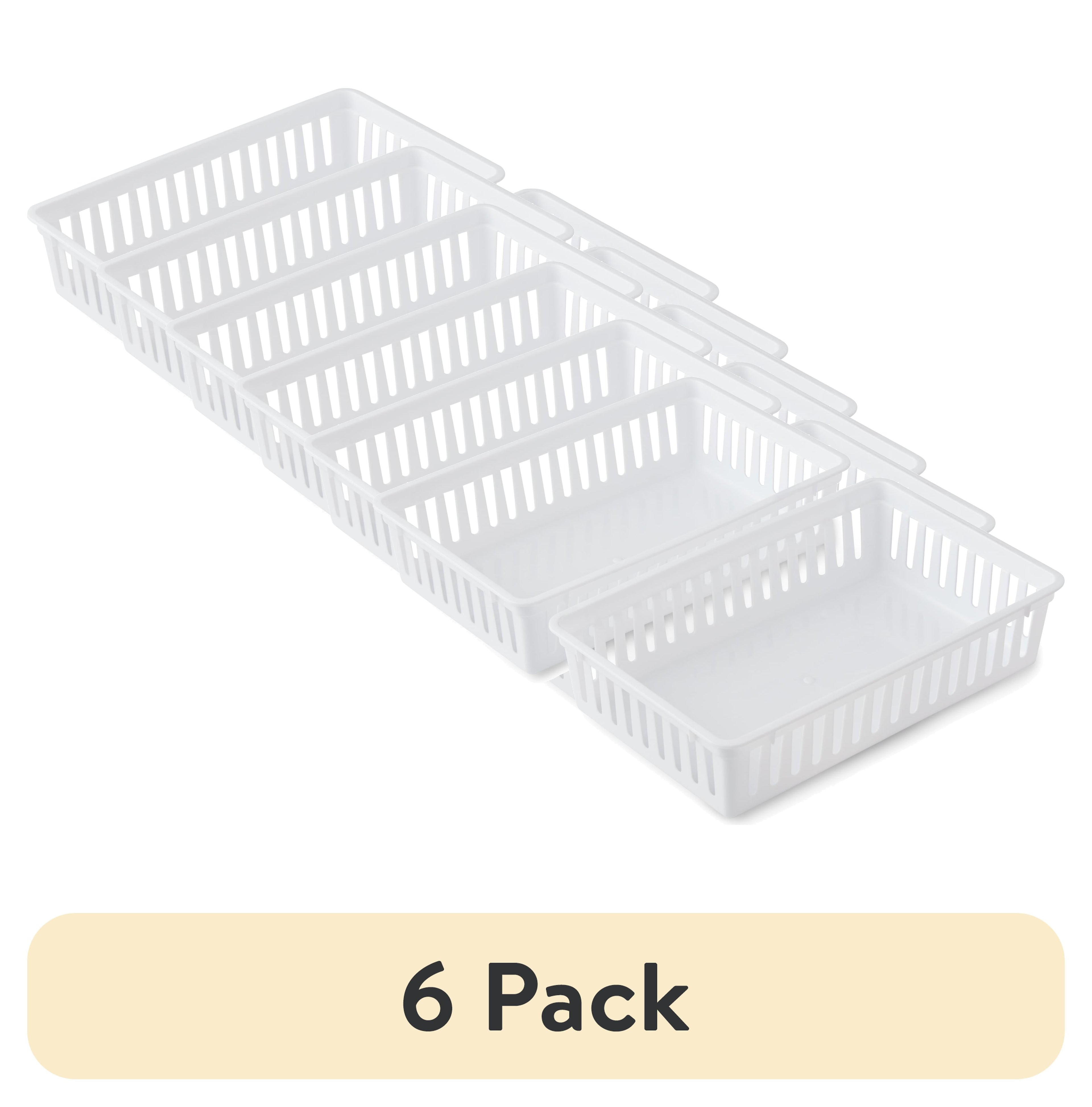 (6 Pack)  2-Pack Plastic Drawer Organizer Storage Bin Set, Mini Drawer Storage Containers for Kitchen Drawer, Desk Drawer and Bathroom Drawer Organization, Arctic White, 10.3" X 6.5" X 2.4"