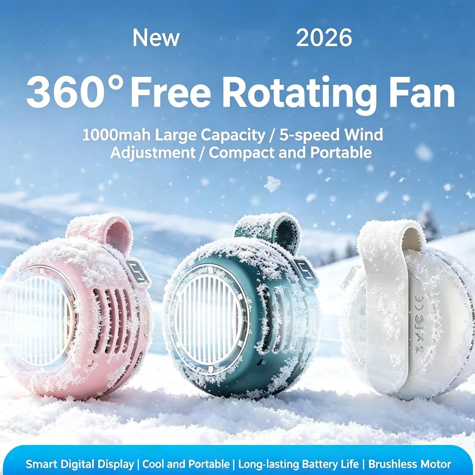 2026 New Portable Clip on Fan for Shirt, Portable Silent Mini Bladeless Electric Fan, 5 Speeds, Intelligent Digital Display, Mini Whirlwind Clip Waist Neck Fans for Outdoor & Travel (Green)