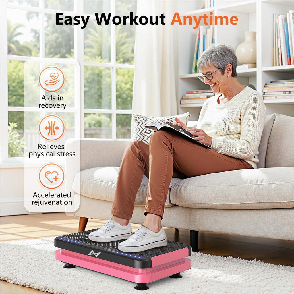 Vibration Plate Fitness Platform Exercise Machine Vibrating Shaking Full Body Shaker Workout Vibrate Stand Shake Board Sport for Weight Loss Fat Burner for Gym Home Office