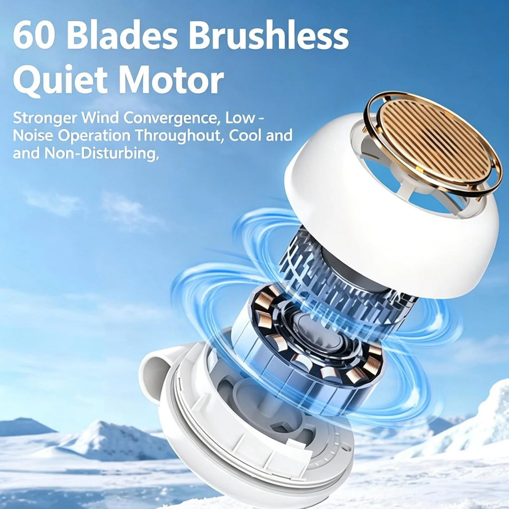 2026 New Portable Clip on Fan for Shirt, Portable Silent Mini Bladeless Electric Fan, 5 Speeds, Intelligent Digital Display, Mini Whirlwind Clip Waist Neck Fans for Outdoor & Travel (Green)