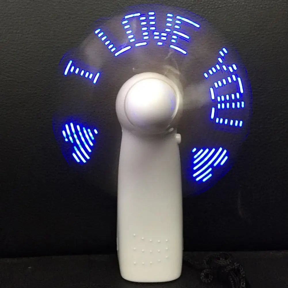 Handheld with Letters Luminous Flash Word Small Electric Display Handheld LED Fan Mini Confession Light Small Fan M1F2