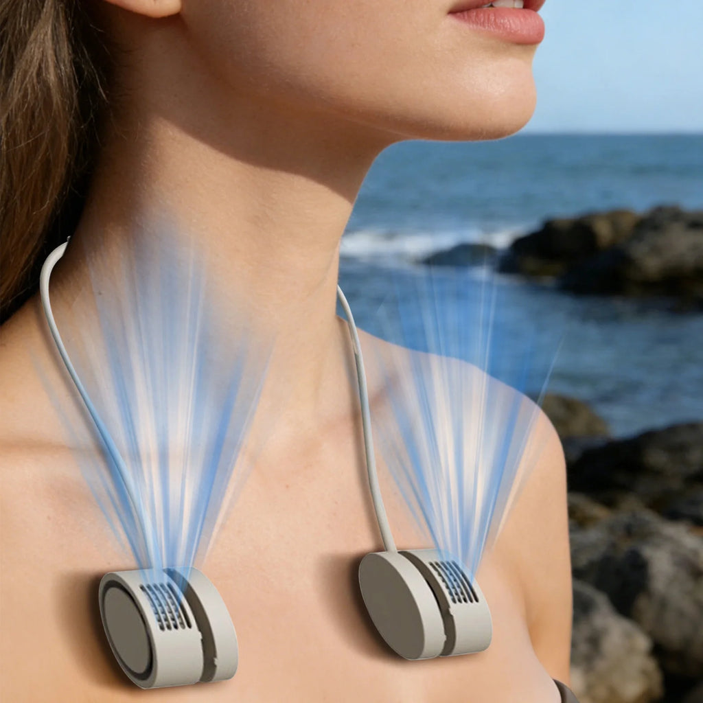Portable Neck Fan, Semiconductor Cooling Neck Fan, Retractable Hose Wearable Fan, Usb Rechargeable Mini Cooling Fan, Silent Brushless Motor Neck Air Cooler with Aromatherapy Function