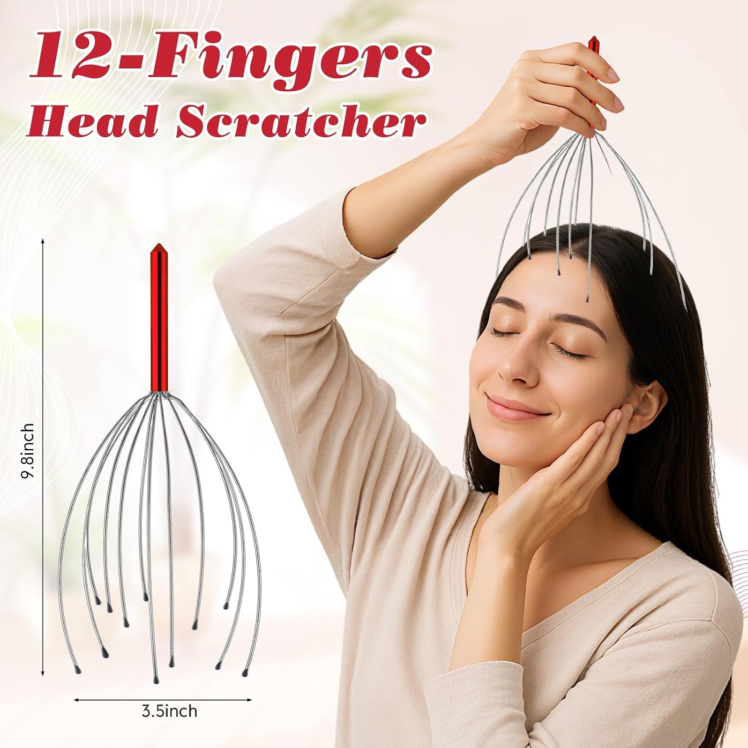 12 Set Scalp Head Massager and Back Scratcher Employee Appreciation Bulk Gifts with Thank You Cards Gift Bags Stress Relief for Graduation Father'S Day Coworker(Red)