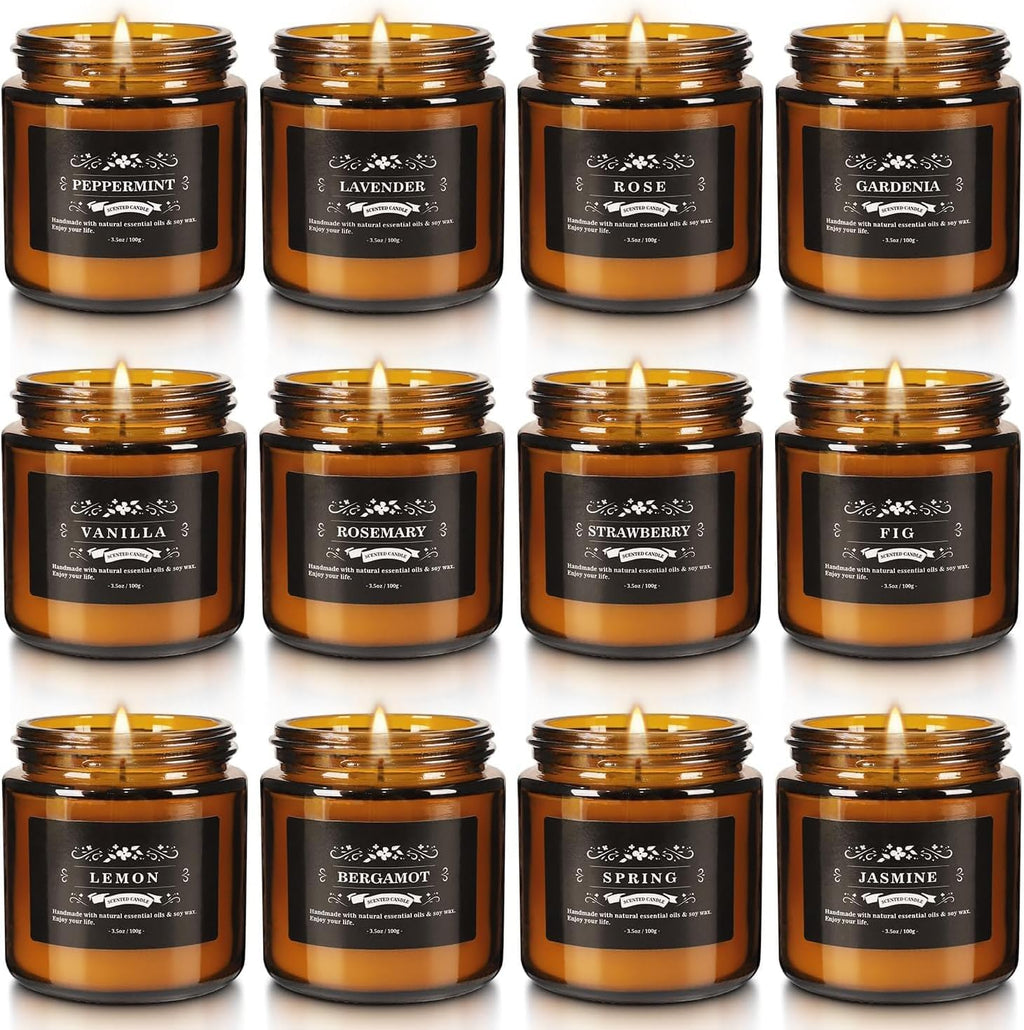 12 Pcs Scented Candles with Added Natural Essential Oils, 3.05Oz, Suitable for Various Festivals, Parties, Yoga, and Home Scene