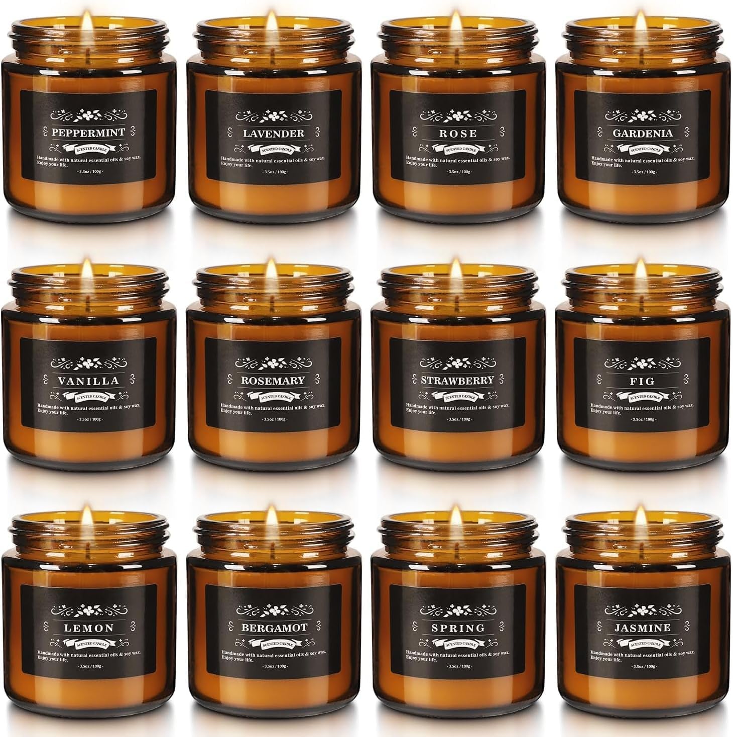 12 Pcs Scented Candles with Added Natural Essential Oils, 3.05Oz, Suitable for Various Festivals, Parties, Yoga, and Home Scene