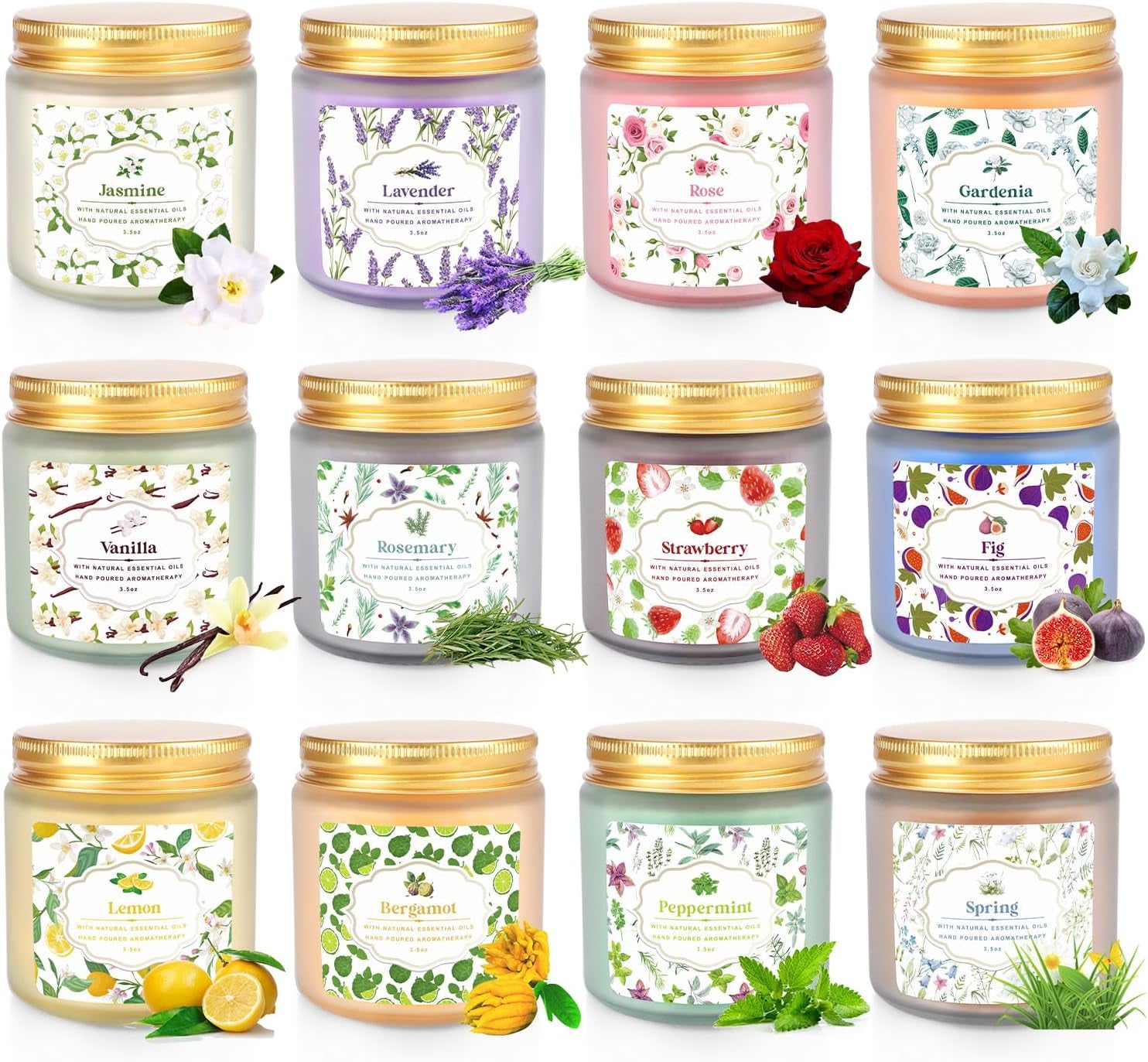 24 Pack Scented Candles with Added Natural Essential Oils, 3.5Oz, Suitable for Various Festivals, Parties, Yoga, and Home Scene