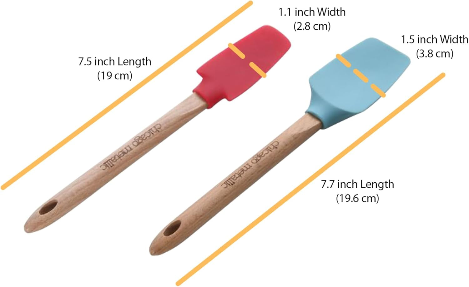 Mini Spatula Set with Silicone Heads and Beechwood Handles - 2-Piece Mini Spoon Spatula and Jar Spatula for Small Jars, Bottles, and Bowls