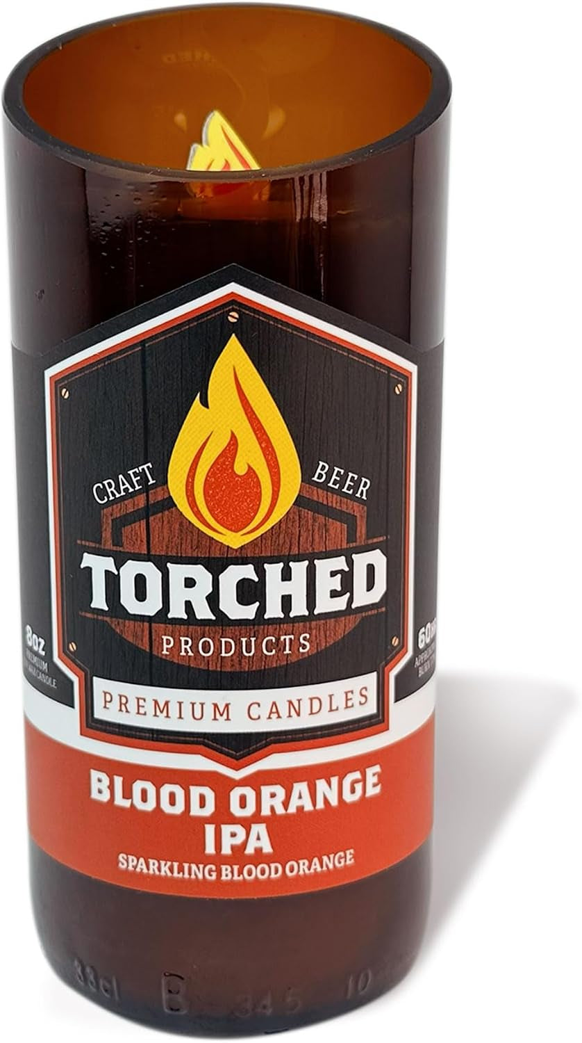 Beer Scented Candles | Natural Soy Wax Candle | Blood Orange IPA Scent 8 Oz | Makes a Great Gift for Men, Beer Lovers, and Collectors | Bar Man-Cave Decor and Accessories
