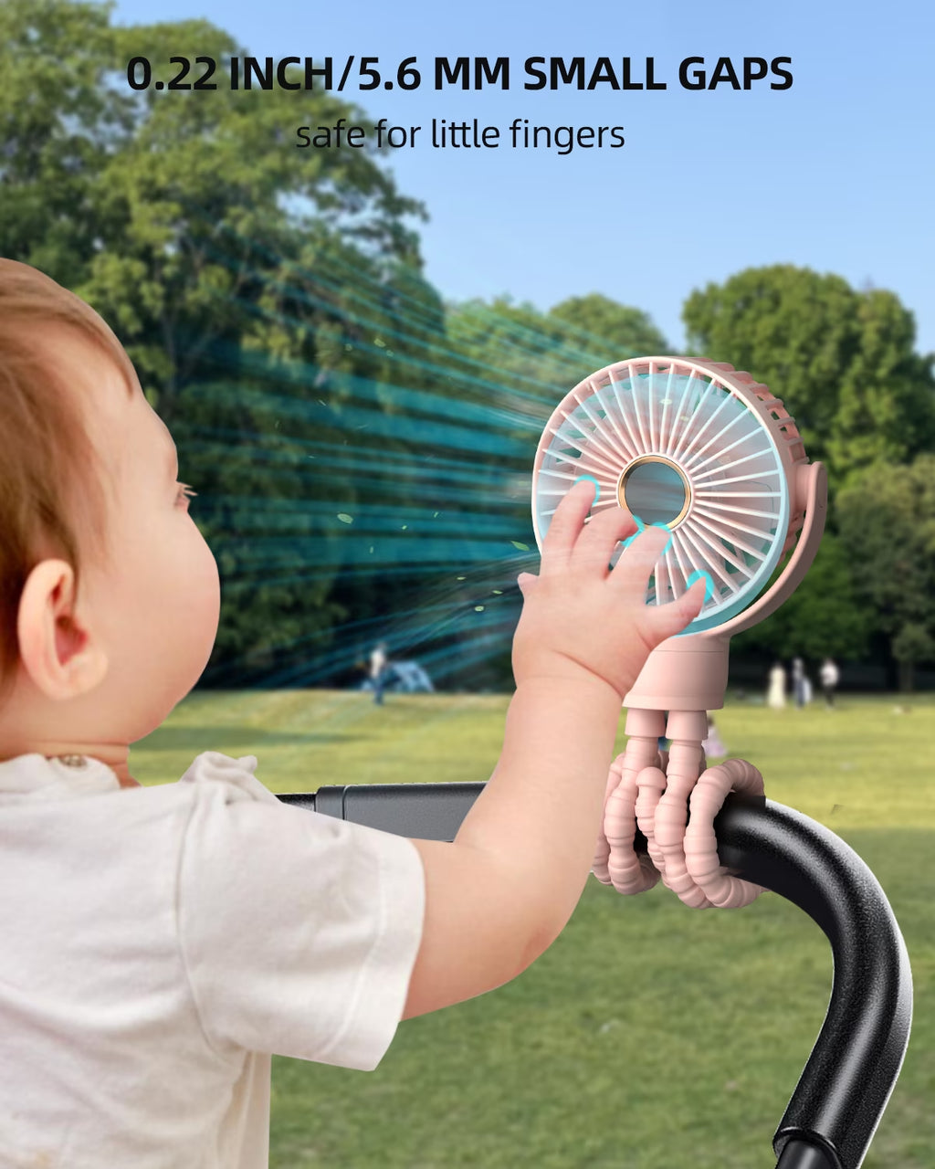Portable Baby Stroller Fan,Clip on Fan for Stroller and Car Seat, Safe and Quiet,4000Mah, 3-Speed Adjustable