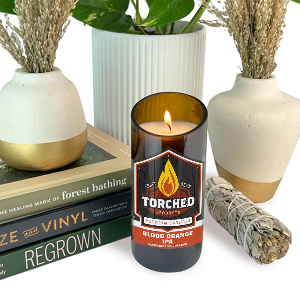 Beer Scented Candles | Natural Soy Wax Candle | Blood Orange IPA Scent 8 Oz | Makes a Great Gift for Men, Beer Lovers, and Collectors | Bar Man-Cave Decor and Accessories