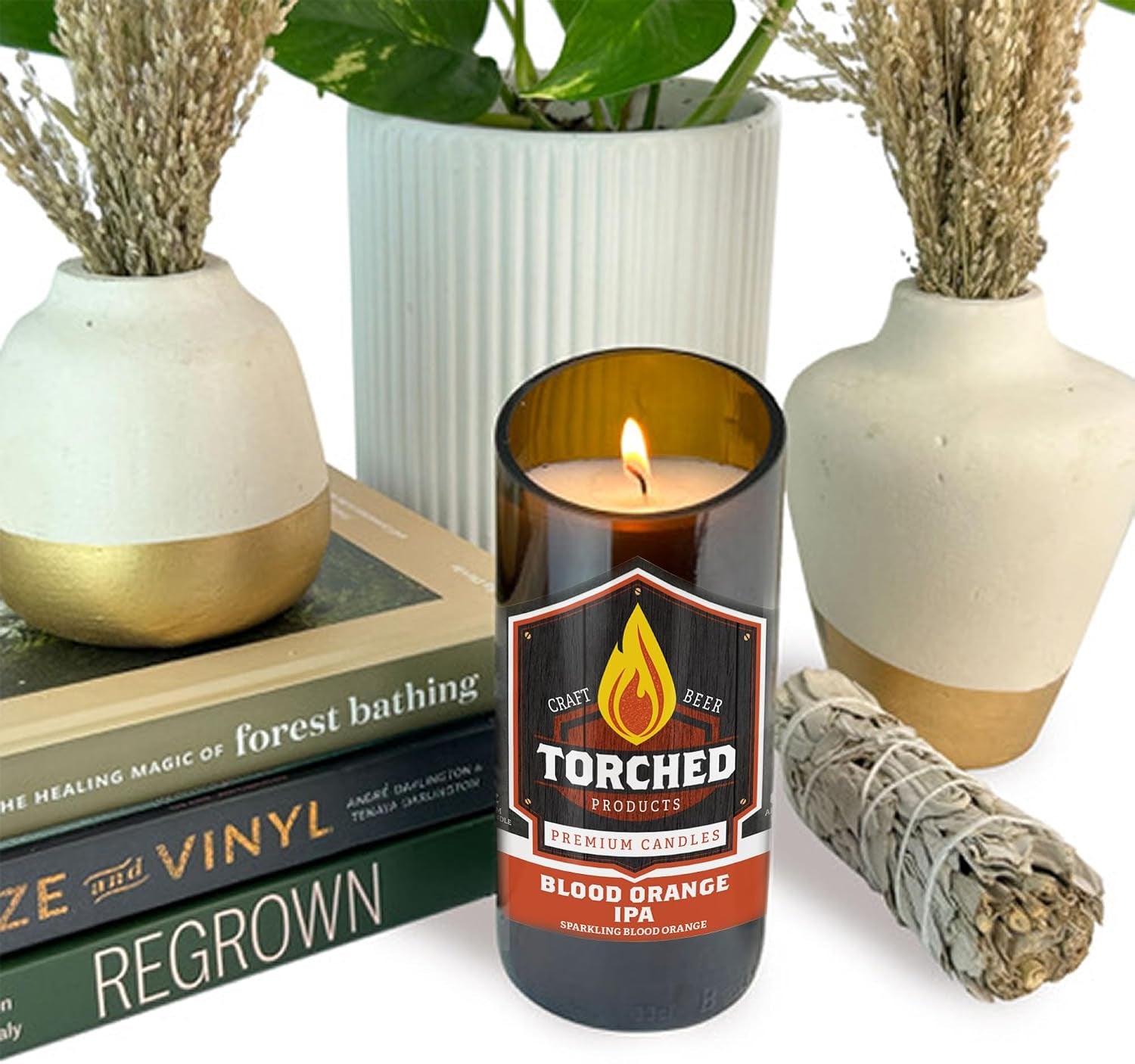 Beer Scented Candles | Natural Soy Wax Candle | Blood Orange IPA Scent 8 Oz | Makes a Great Gift for Men, Beer Lovers, and Collectors | Bar Man-Cave Decor and Accessories