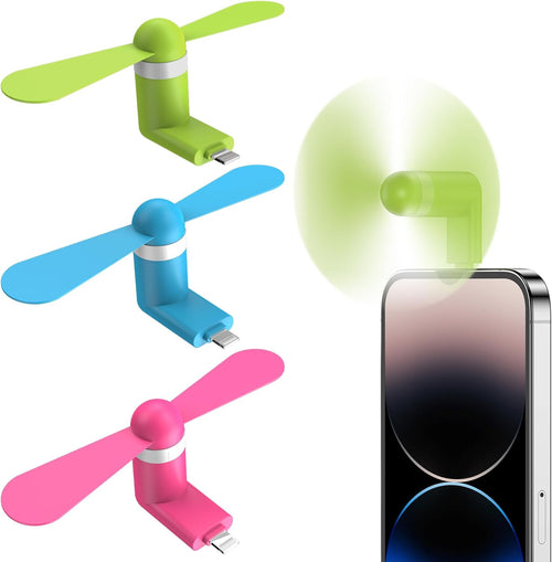 3 Pack Portable Fan Compatible with Iphone 14/14Pro Max/13/13 Pro Max/12/12 Pro Max/11/11 Pro/11 Pro Max/X/Xs/Xr | Plug & Play, Mini & Portable, Gentle Cooling Compatible with Iphone 12/12 Pro Max/11/11 Pro/11 Pro Max/X/Xs/Xr