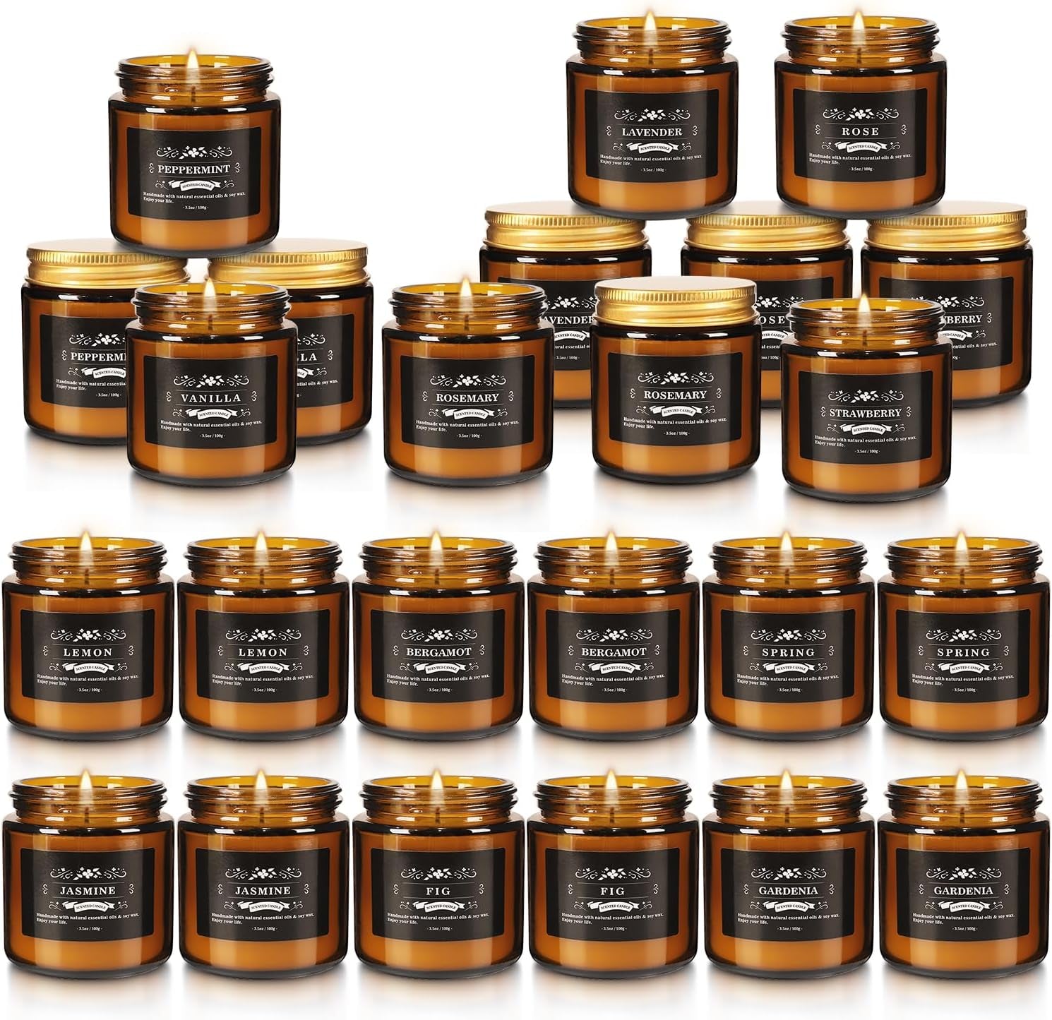 24 Pcs Scented Candles with Added Natural Essential Oils, 3.05Oz, Suitable for Various Festivals, Parties, Yoga, and Home Scene