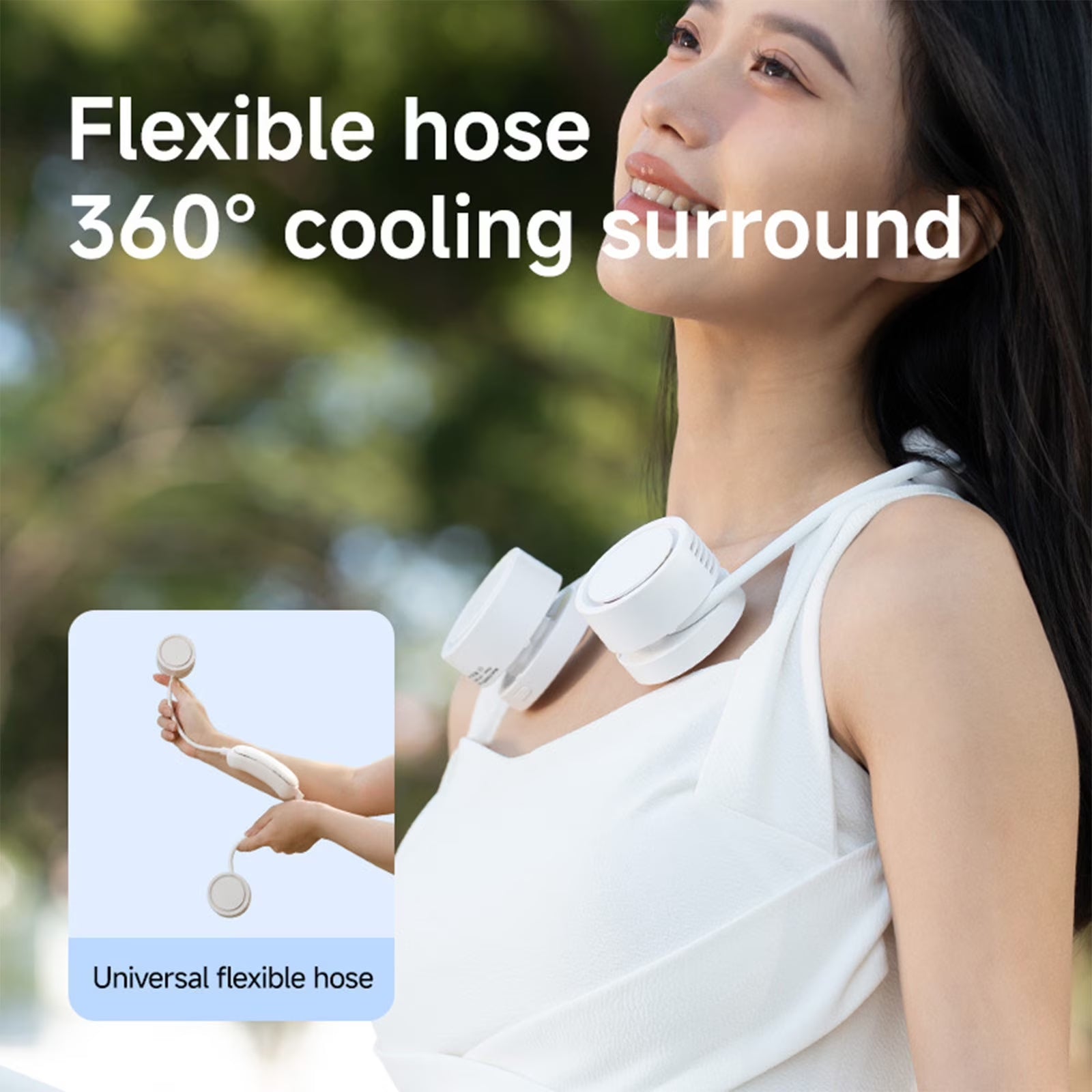Portable Neck Fan, Semiconductor Cooling Neck Fan, Retractable Hose Wearable Fan, Usb Rechargeable Mini Cooling Fan, Silent Brushless Motor Neck Air Cooler with Aromatherapy Function