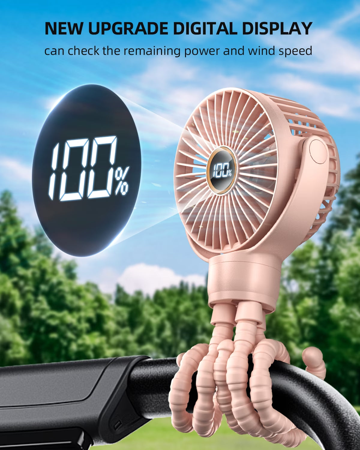 Portable Baby Stroller Fan,Clip on Fan for Stroller and Car Seat, Safe and Quiet,4000Mah, 3-Speed Adjustable