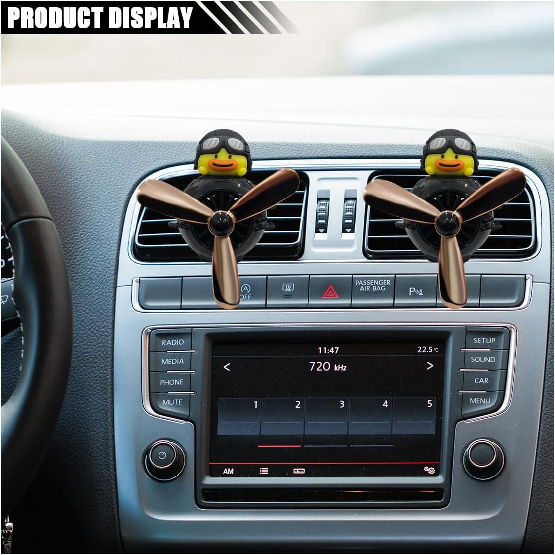 Cute Pilot Black Warrior Car Air Vent Clip Charm, Car Air Condition Vent Clip, Rotating Propeller Automotive Air Outlet Fan Creative Accessories for Car Interior Decoration