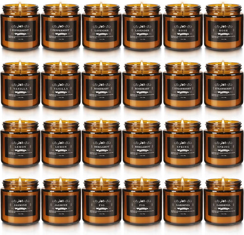 24 Pcs Scented Candles with Added Natural Essential Oils, 3.05Oz, Suitable for Various Festivals, Parties, Yoga, and Home Scene