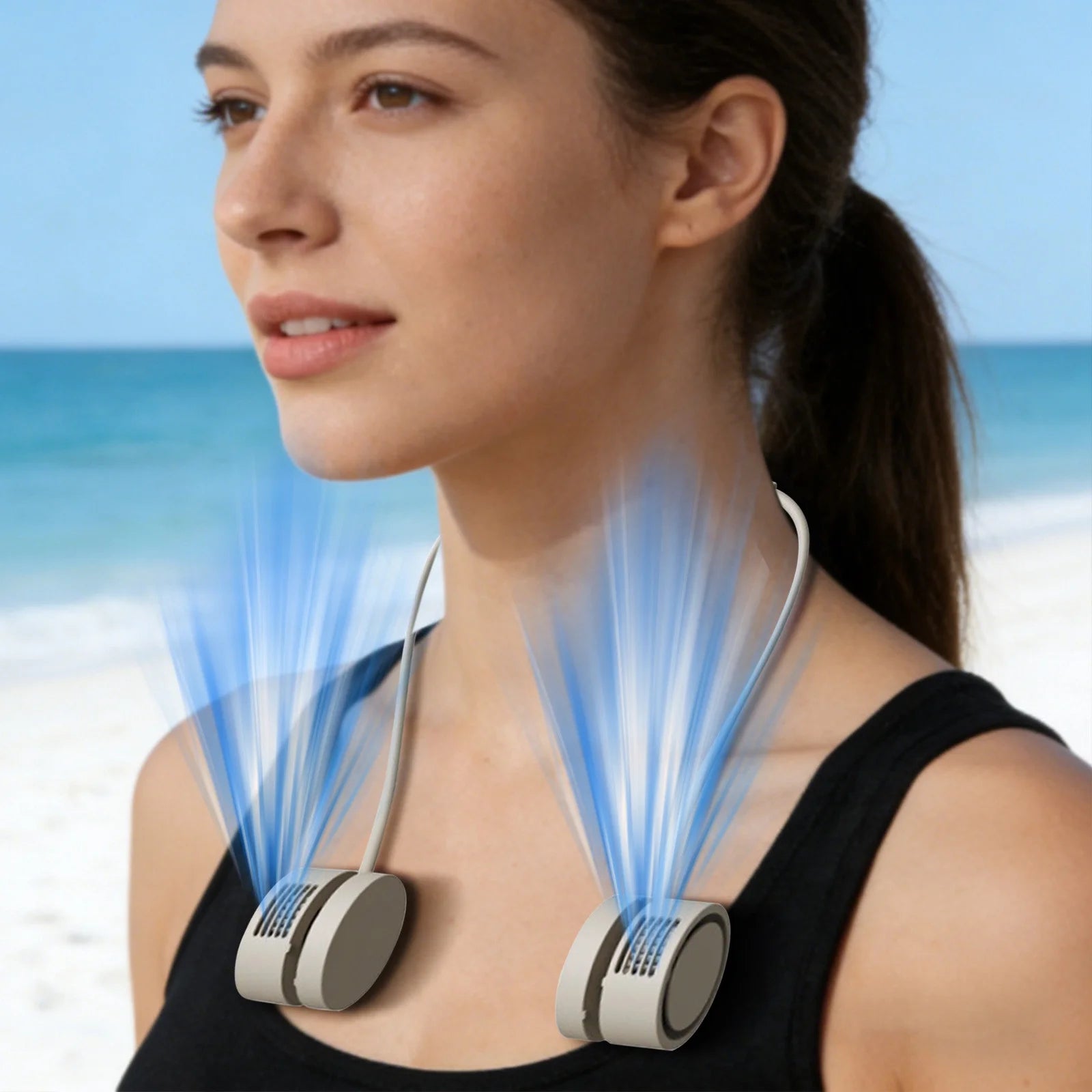 Portable Neck Fan, Semiconductor Cooling Neck Fan, Retractable Hose Wearable Fan, Usb Rechargeable Mini Cooling Fan, Silent Brushless Motor Neck Air Cooler with Aromatherapy Function
