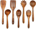 Wooden Spoons for Cooking, Wooden Utensils for Cooking 7 Pcs Natural Teak Wooden Kitchen Utensils Set Wooden Cooking Utensils