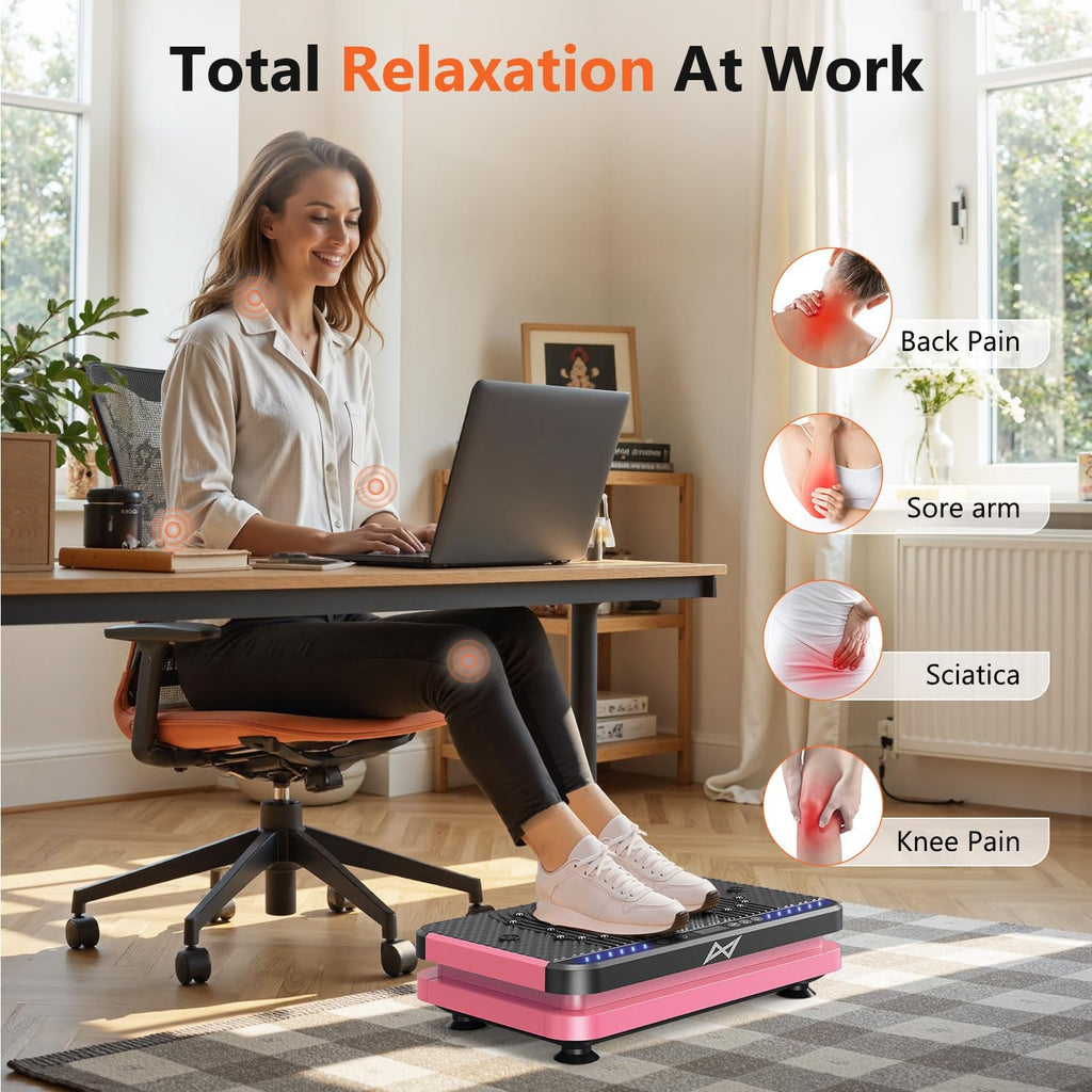 Vibration Plate Fitness Platform Exercise Machine Vibrating Shaking Full Body Shaker Workout Vibrate Stand Shake Board Sport for Weight Loss Fat Burner for Gym Home Office
