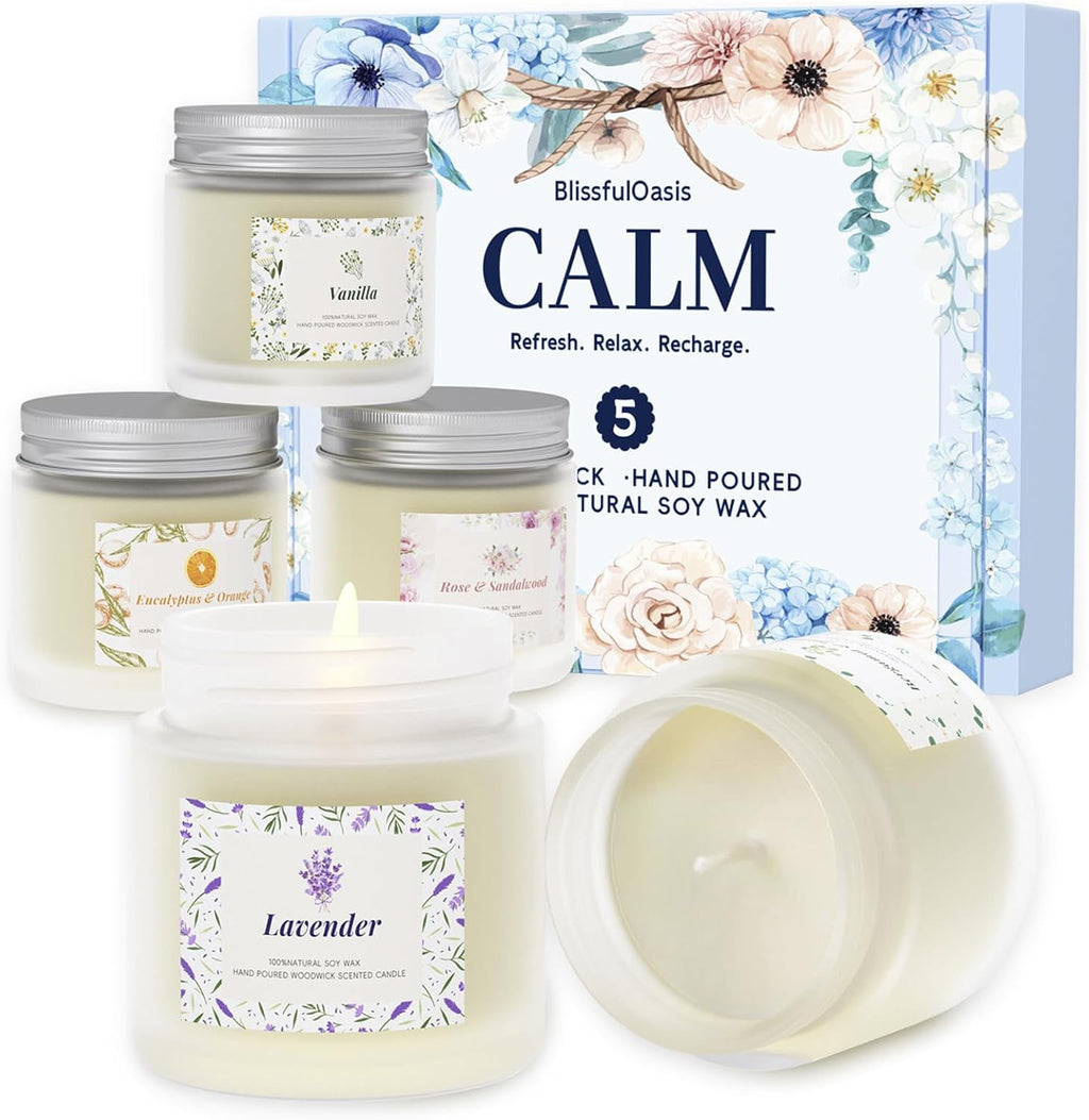 Scented Candles, Candles for Women, 5 Pack | Long-Lasting Candles for Home Scented, 5 Pack Candle Set, Natural & Safe Ingredients, Candle Set for Her