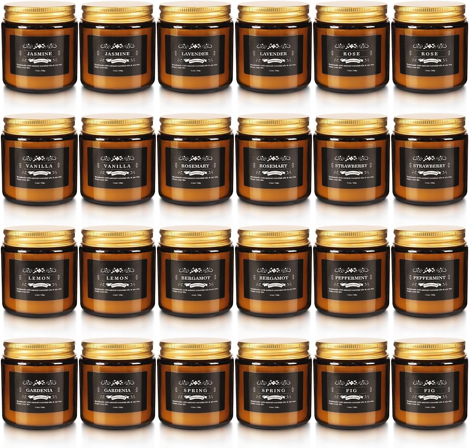 24 Pcs Scented Candles with Added Natural Essential Oils, 3.05Oz, Suitable for Various Festivals, Parties, Yoga, and Home Scene