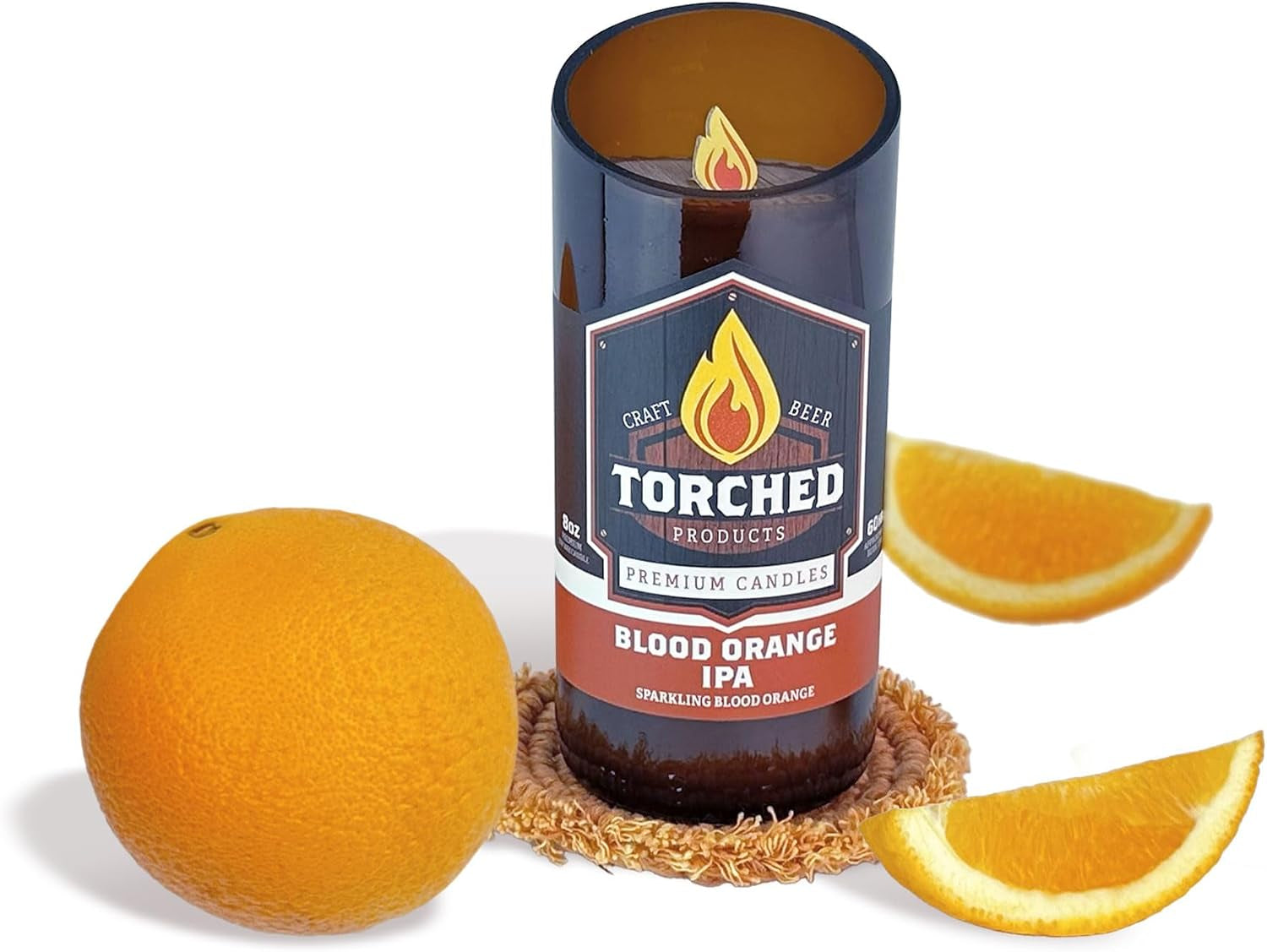 Beer Scented Candles | Natural Soy Wax Candle | Blood Orange IPA Scent 8 Oz | Makes a Great Gift for Men, Beer Lovers, and Collectors | Bar Man-Cave Decor and Accessories