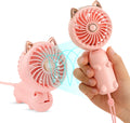 Handheld Lanyard Fan Portable, Mini Hand Held Fan with USB Rechargeable Battery, 3 Speed Strong Personal Table Fan, 8-12 Hours Small Makeup Fan for Girls Women Travel Beach (Pink)